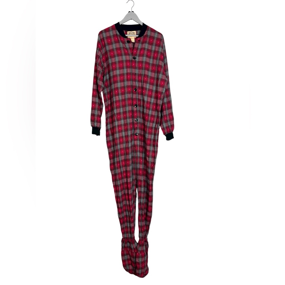 Big Feet one piece pajamas NWT red gray plaid size‎ Large unisex mens women’s